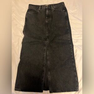 madewell black denim midi skirt